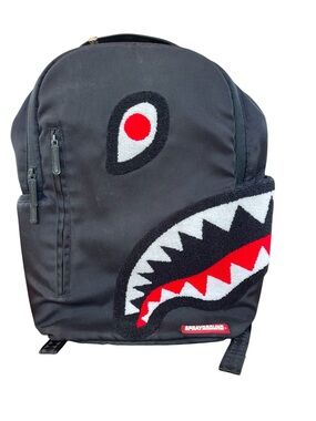 Versace Jeans Collection Kids Black Backpack with Red & White Shark Patch